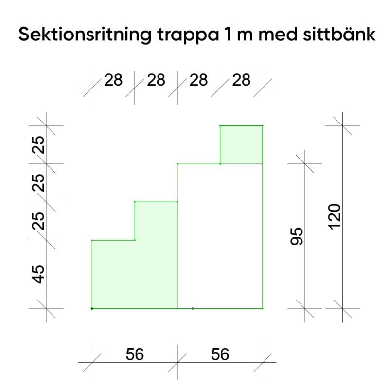 CF Trappa rak 1 m med sittbänk - Bild 3